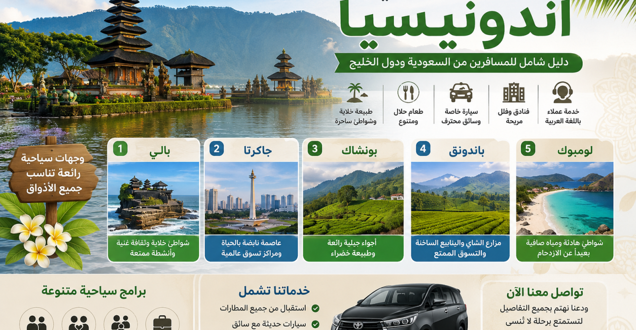السياحة في اندونيسيا 2026 | الدليل الشامل للمسافرين من السعودية ودول الخليج